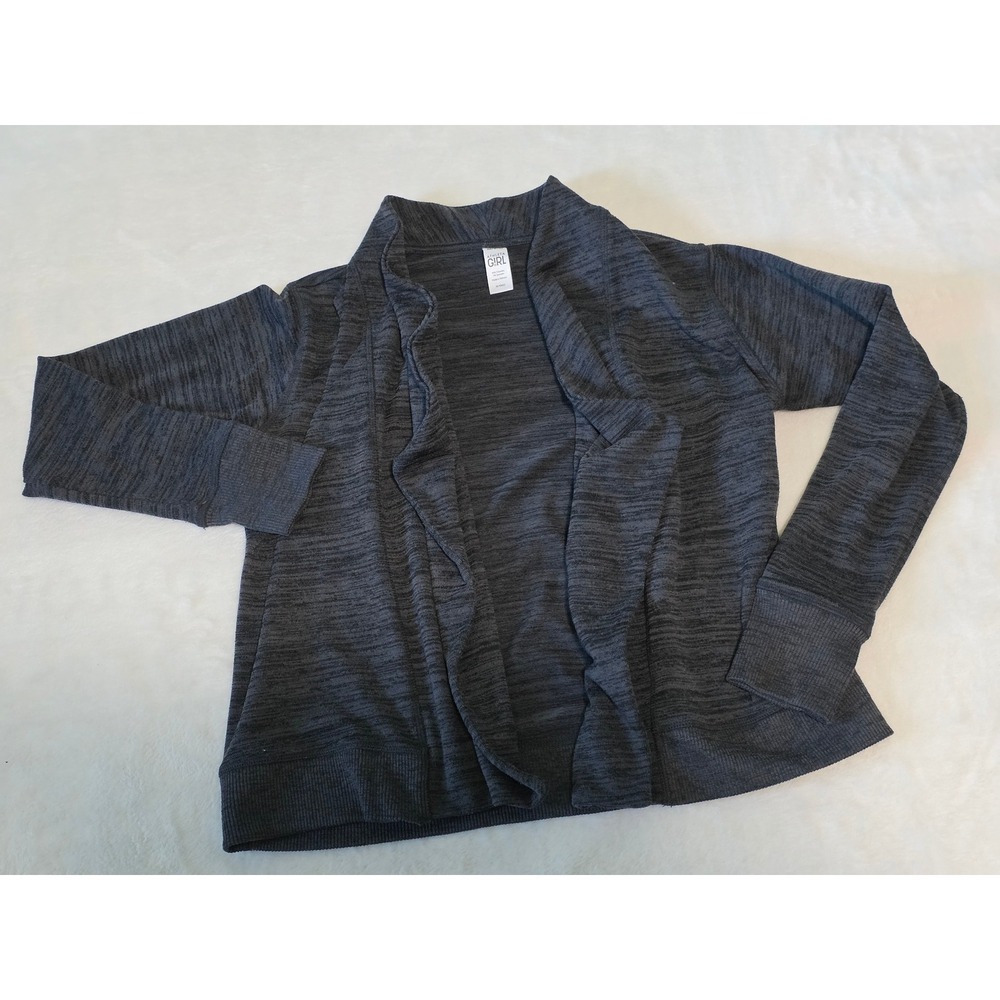 Athleta Girl Gray Space Dye Open Front Cardigan Thumbhole Medium 8-10